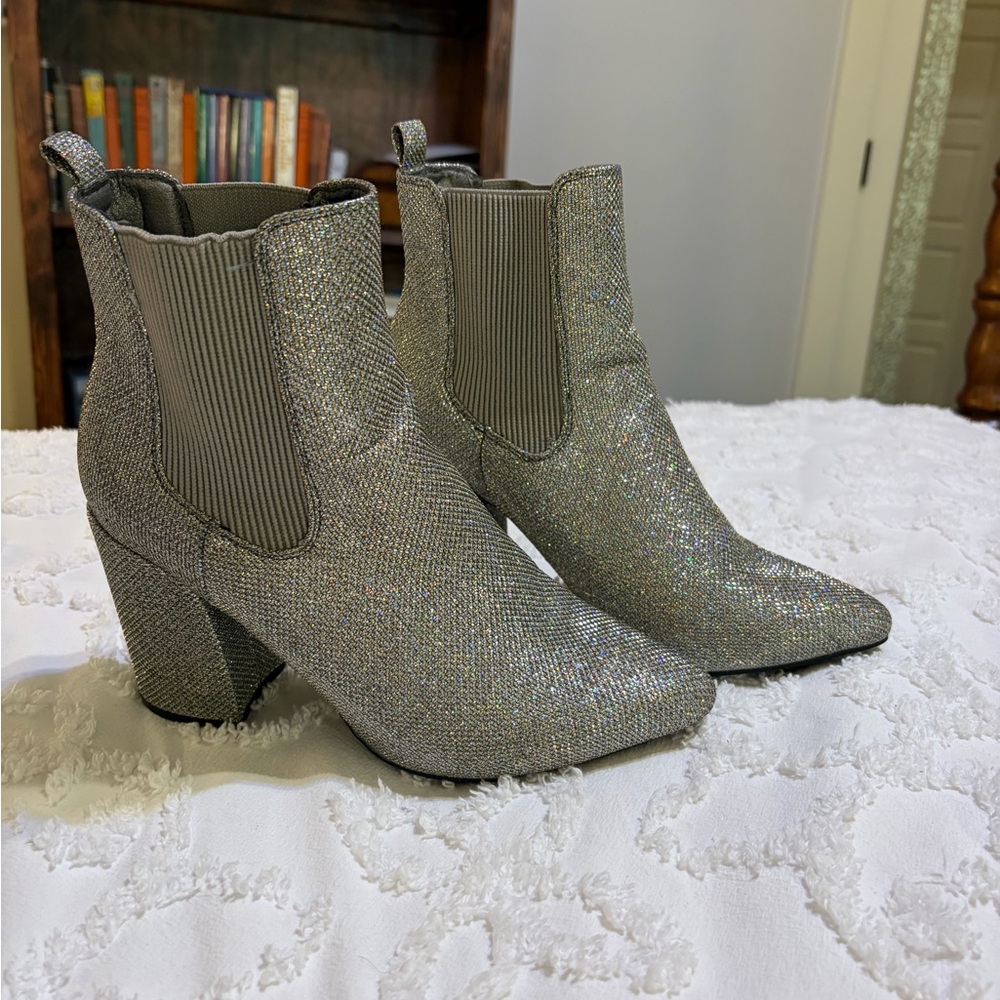 Sugar Glittery Silver Heeled Boots